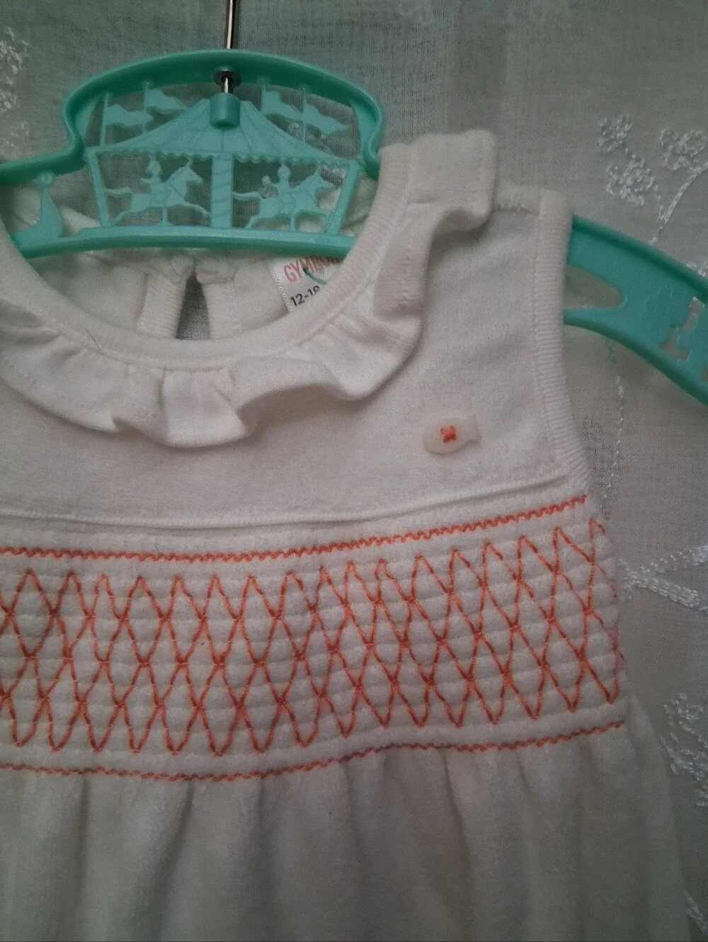 Gymboree (2015)French Terry Cloth Orange Smocked Dress, Fish Button/Pants,NWOT